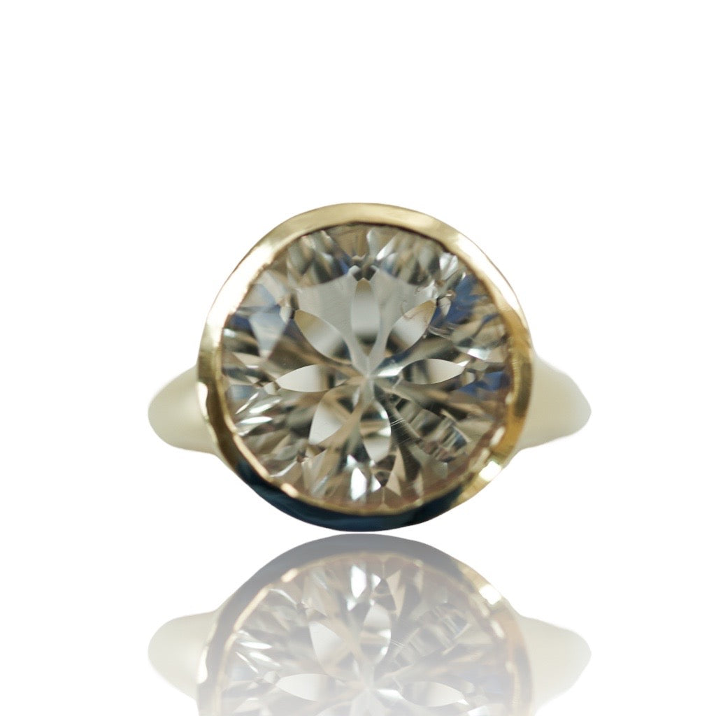 Illusion Round Cut Gold solitaire ring