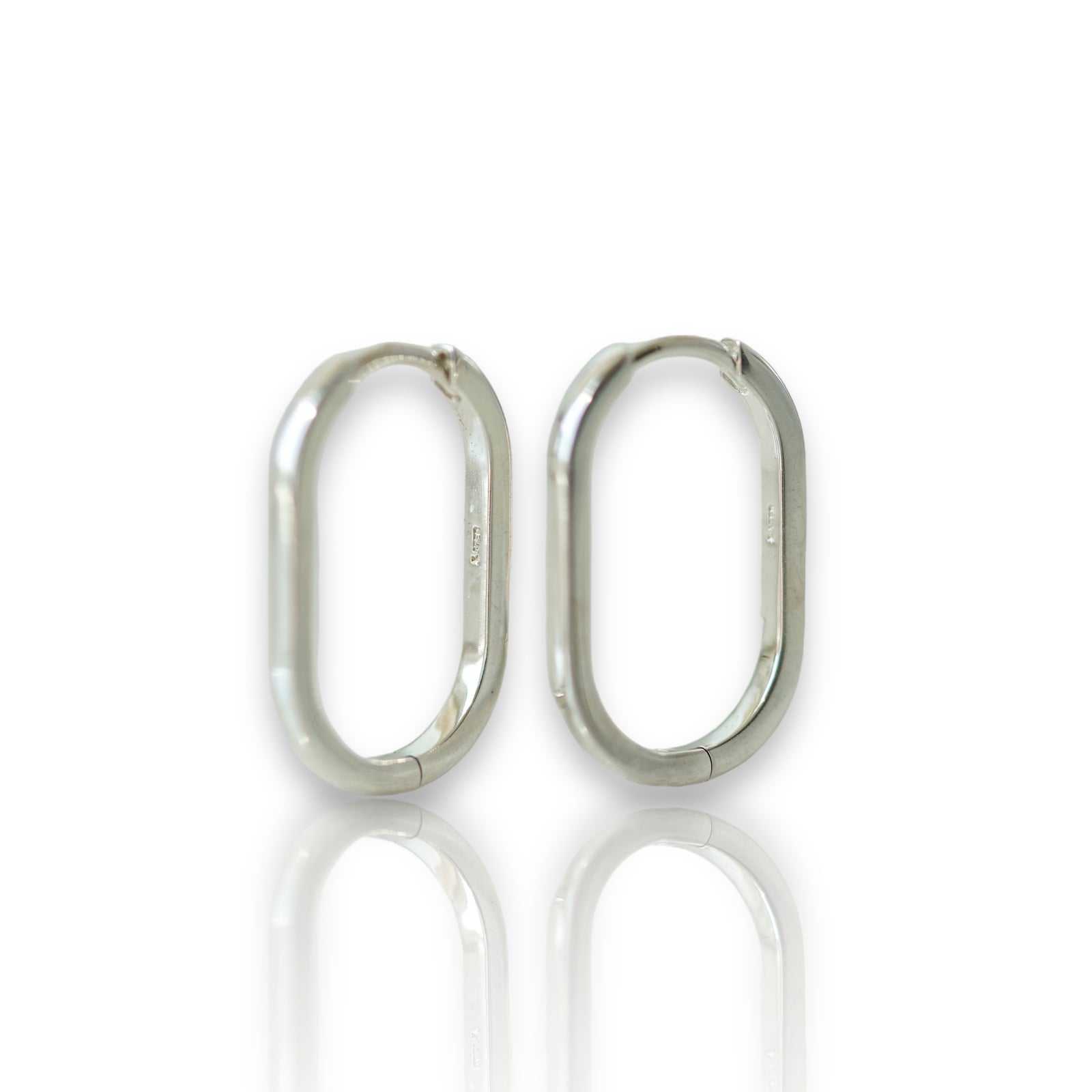 Oval Silver Huggies