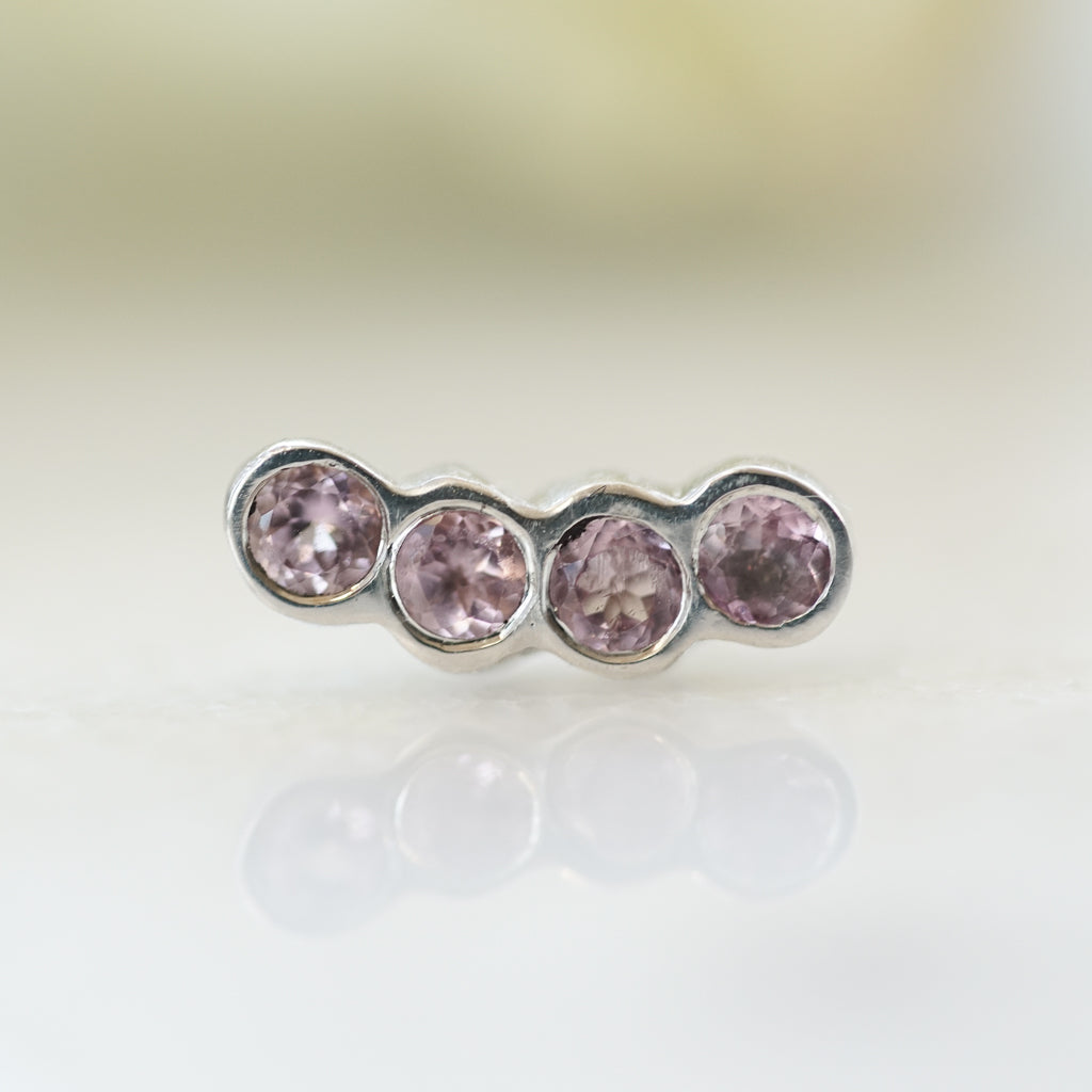 Pink Sapphire ear climber silver earring