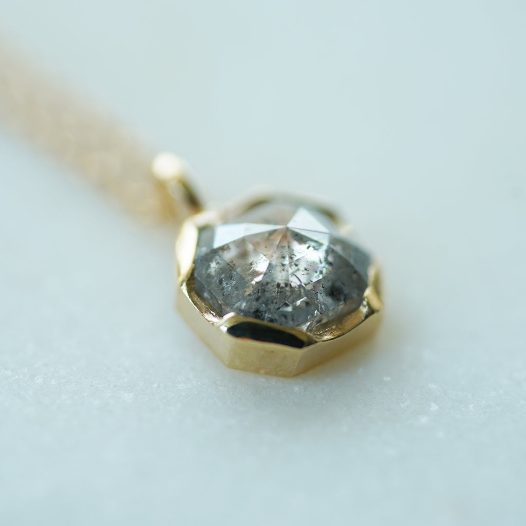 Salt and Pepper square diamond necklace in gold