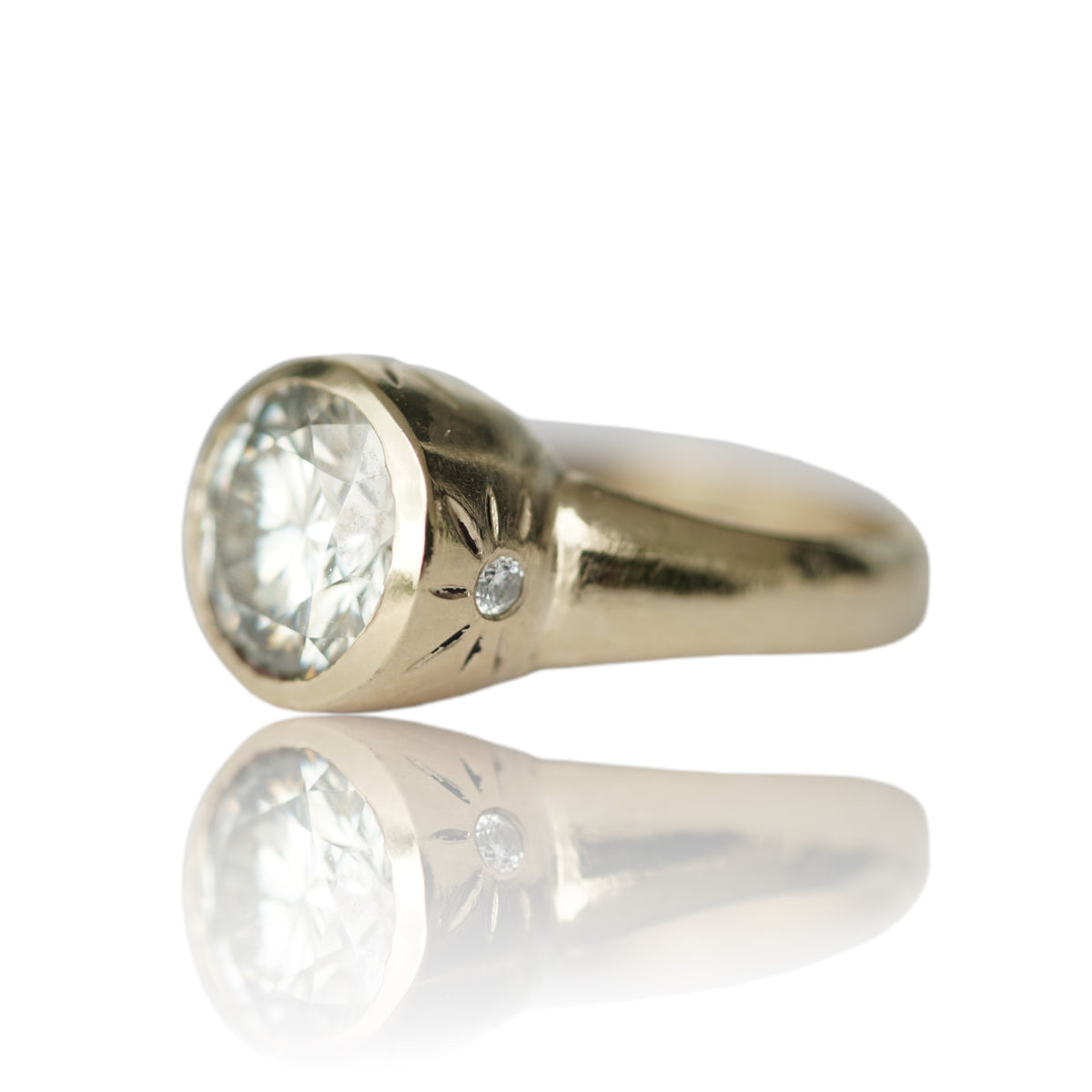 Moissanite Solitaire Ring in gold