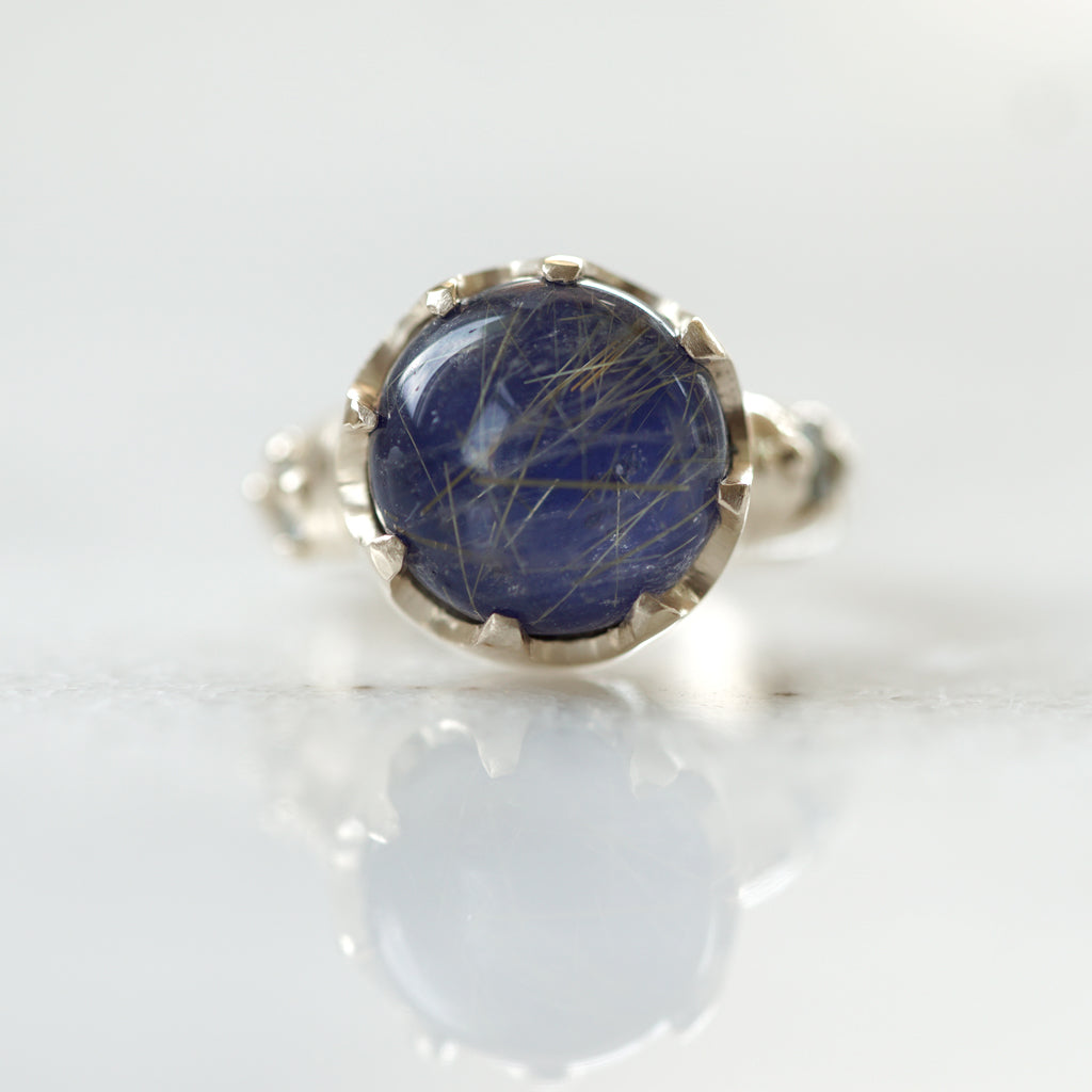 Doublet Lapiz Rutilated Ring in gold