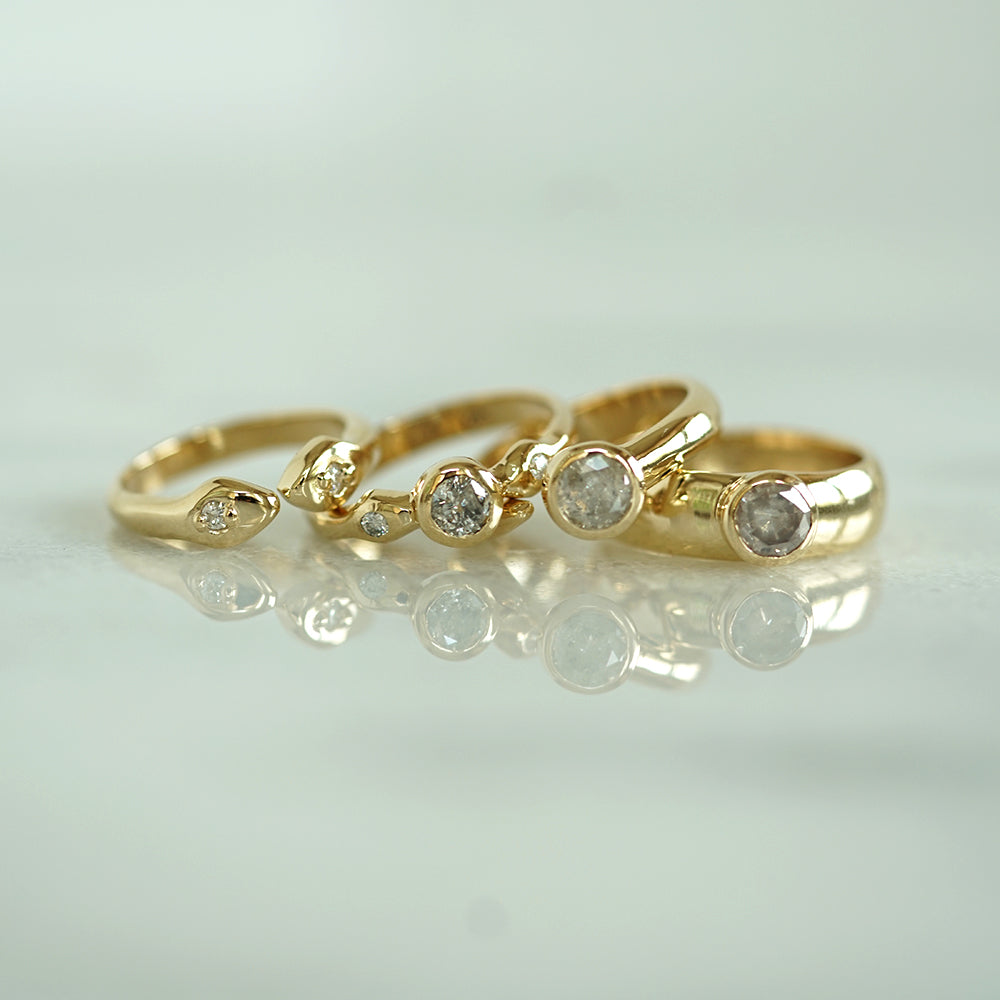 Snake Solitaire gold ring
