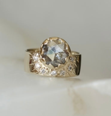 Susan Tremblay's custom made salt and pepper diamond band