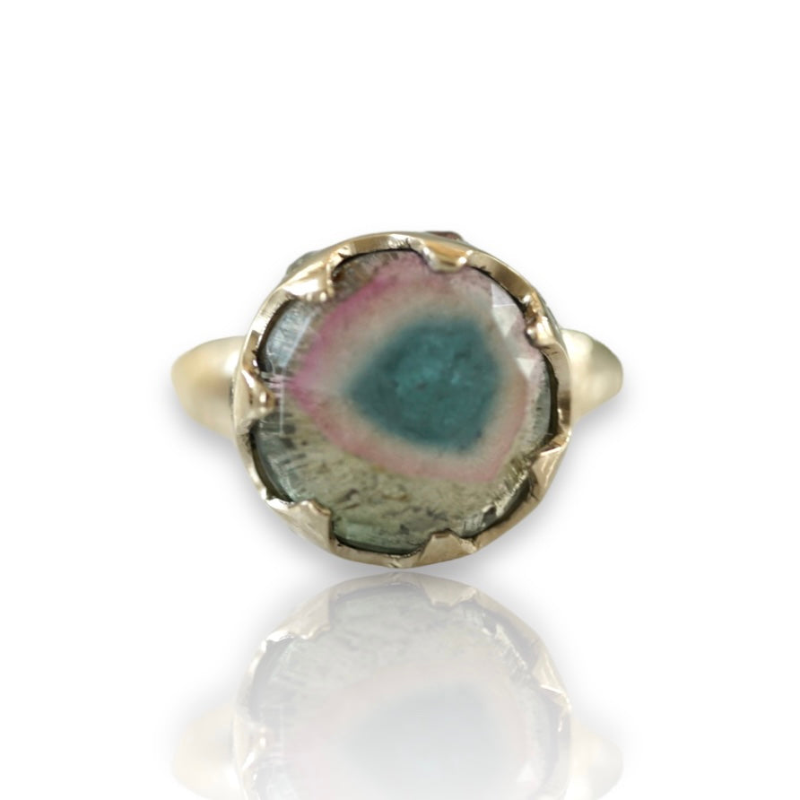 bicolor Tourmaline Slice Queen ring