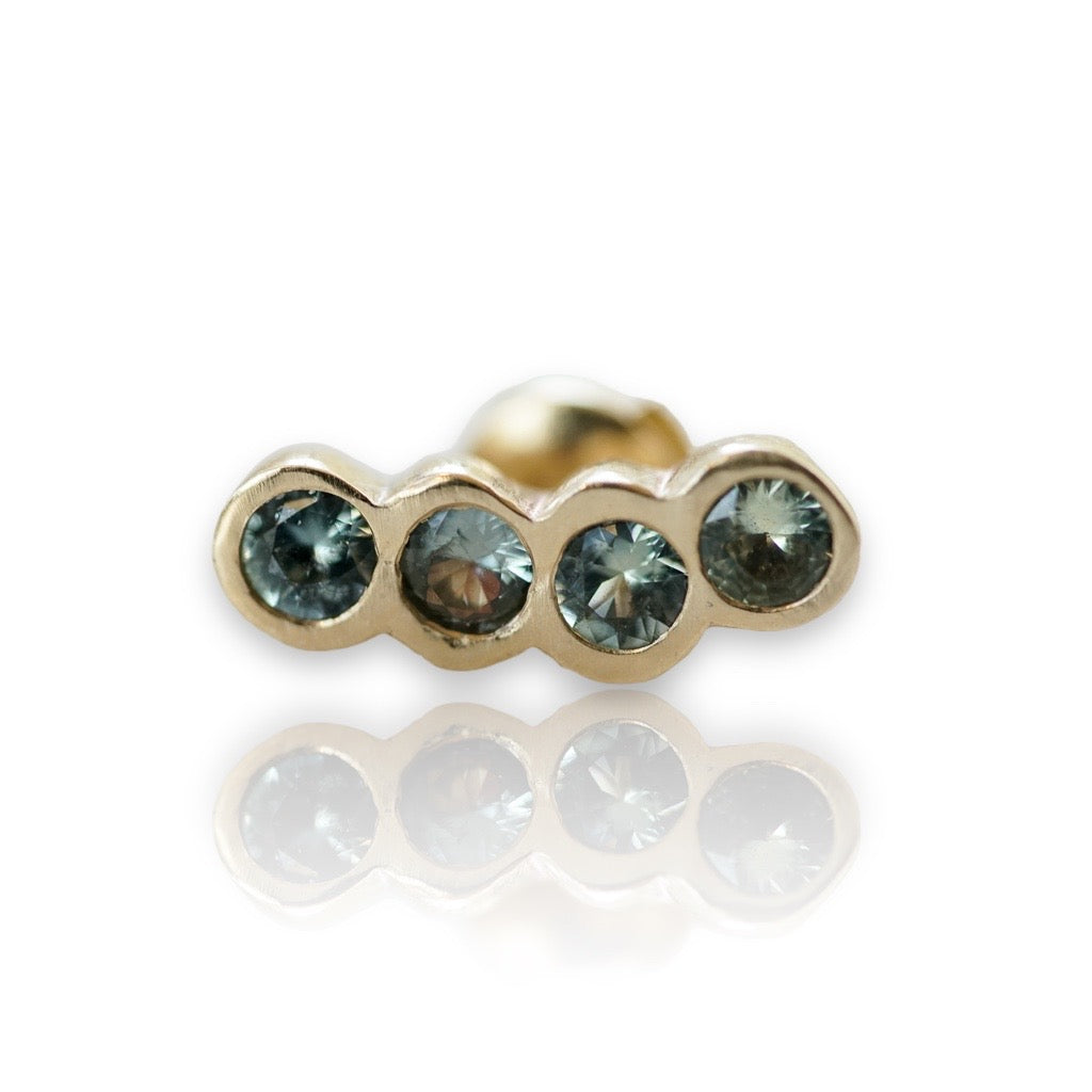 Green Sapphire ear climber gold earring