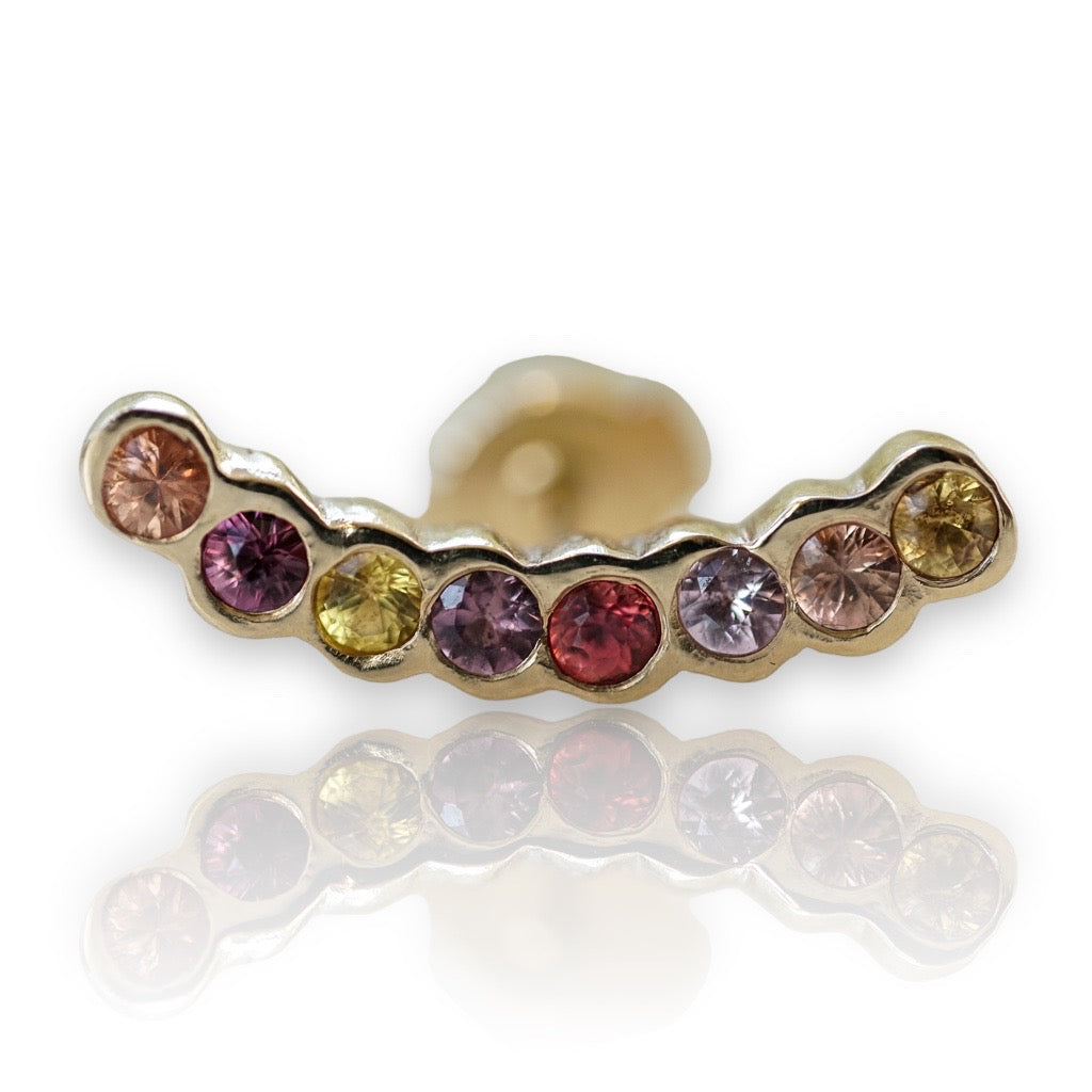 Long Multicolor sapphires ear climber gold