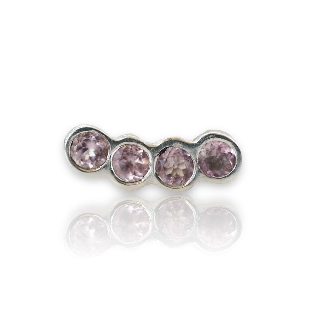 Pink Sapphire ear climber silver earring