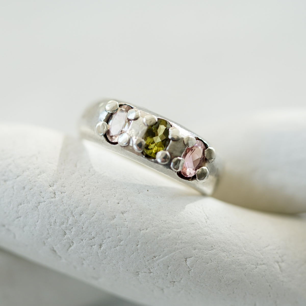 acfj multicolor tourmaline silver ear cuff