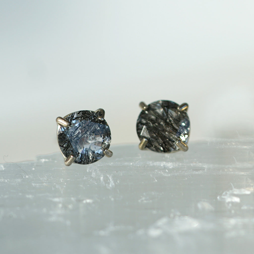 Black Tourmaline silver earrings