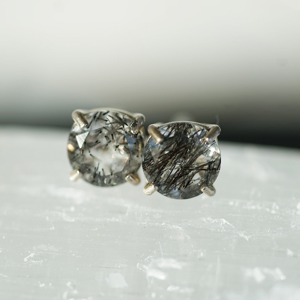 Black Tourmaline silver earrings