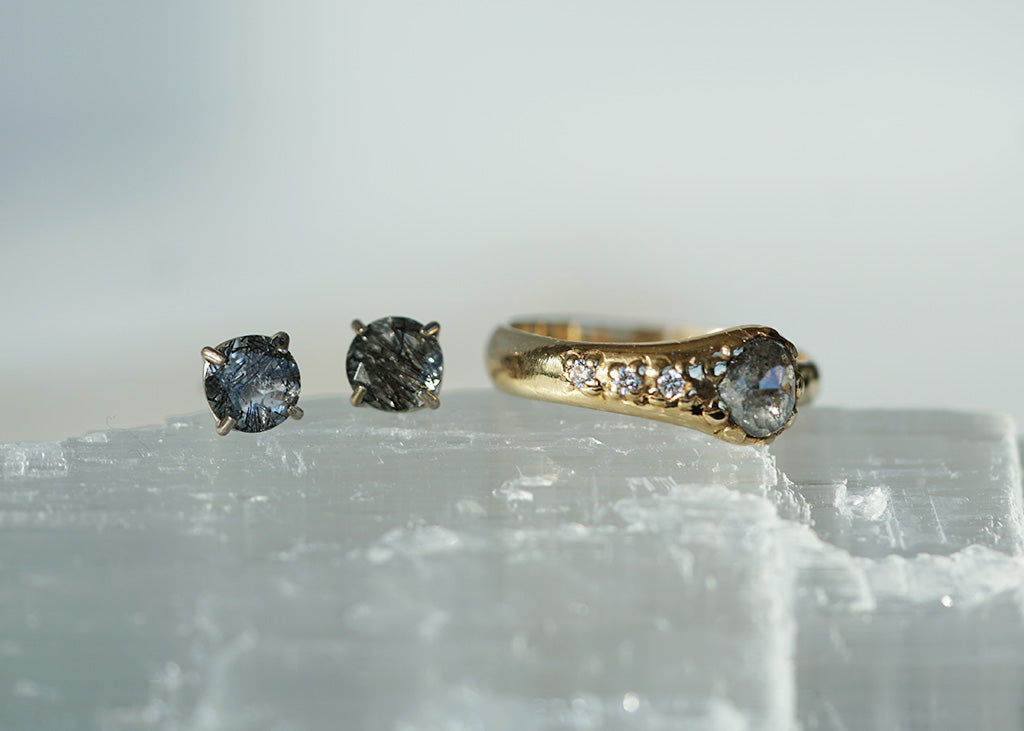 Black Tourmaline silver earrings
