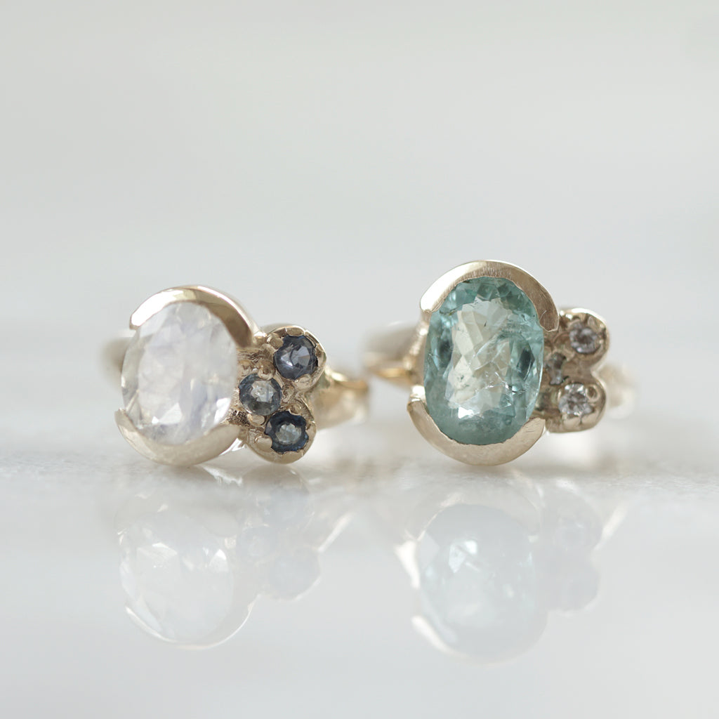 Light Blue Tourmaline Ring with diamonds