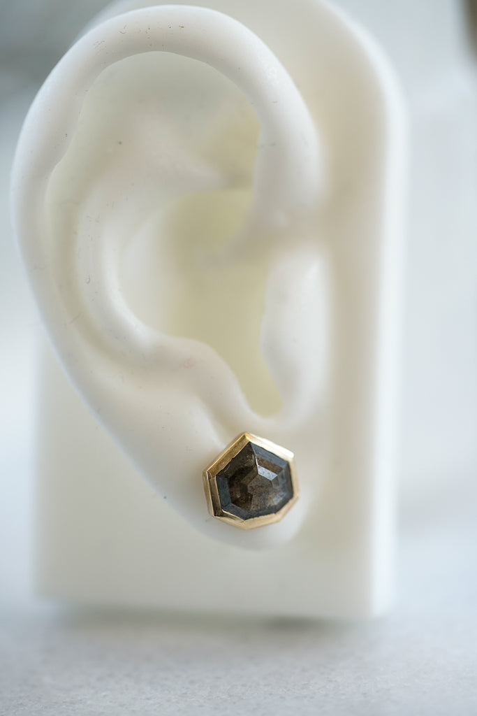 Black Salt and Pepper Hexagon Diamond earrings