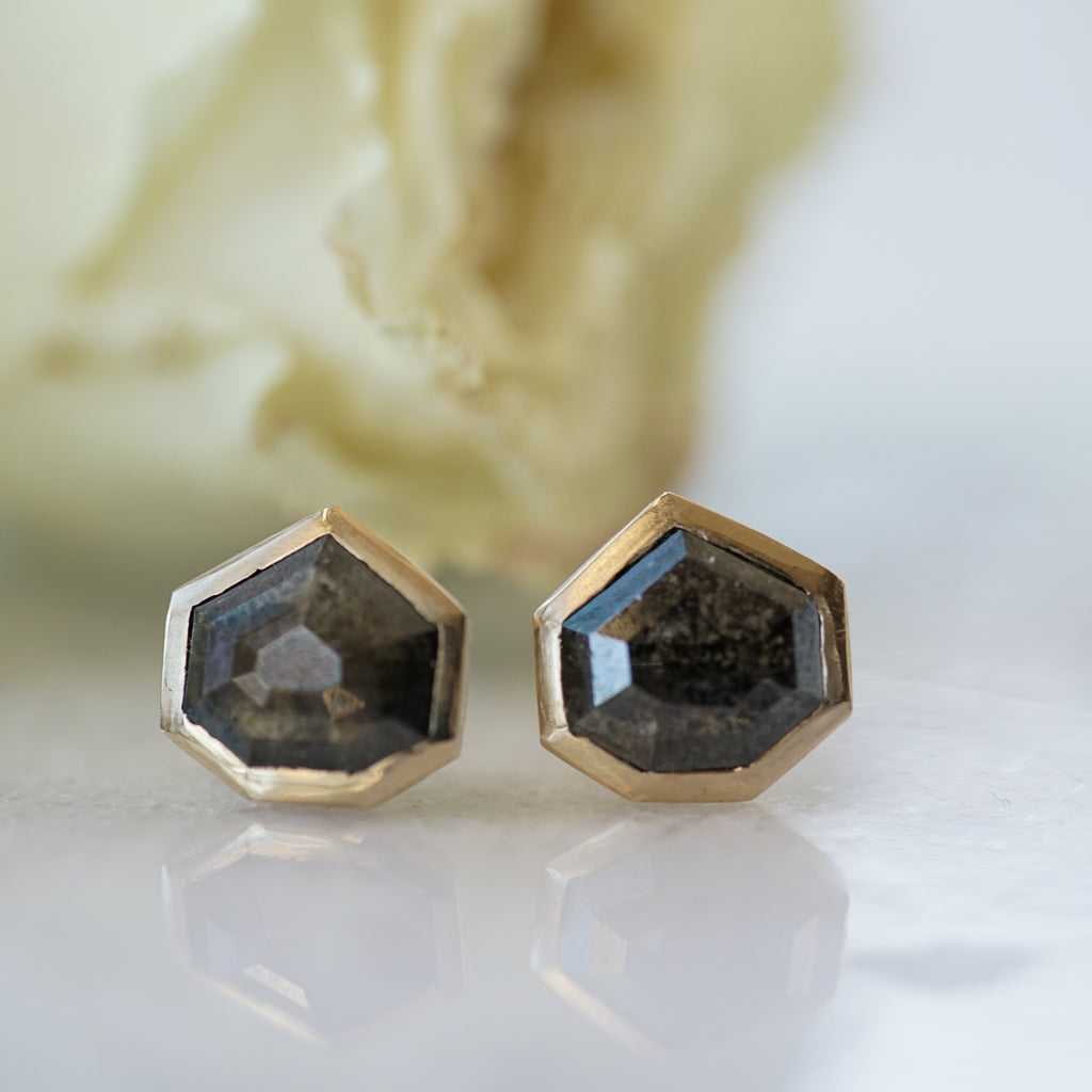 Black Salt and Pepper Hexagon Diamond earrings