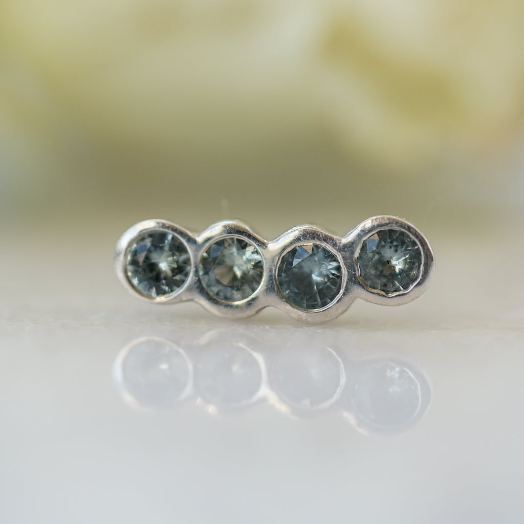 Green Sapphire ear climber silver earring