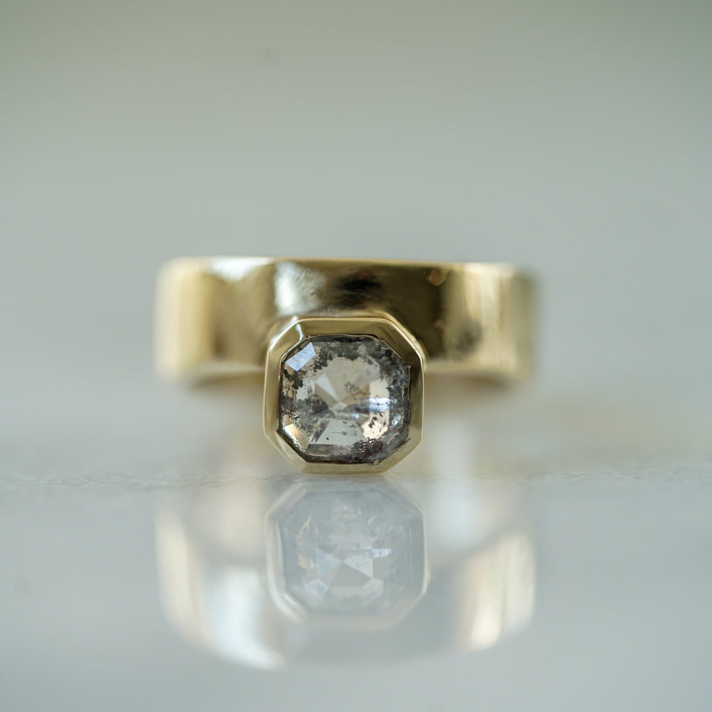 Octagon Salt and Pepper diamond gold band