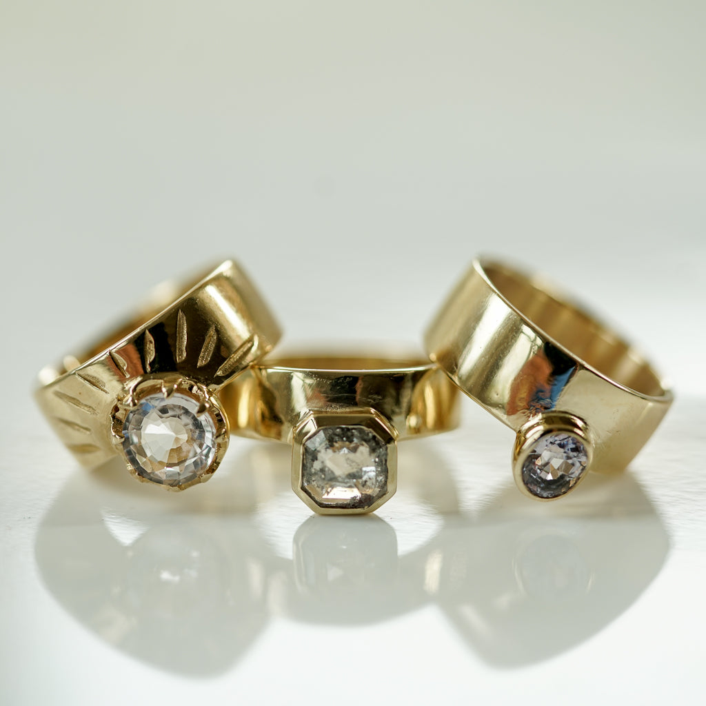 Octagon Salt and Pepper diamond gold band