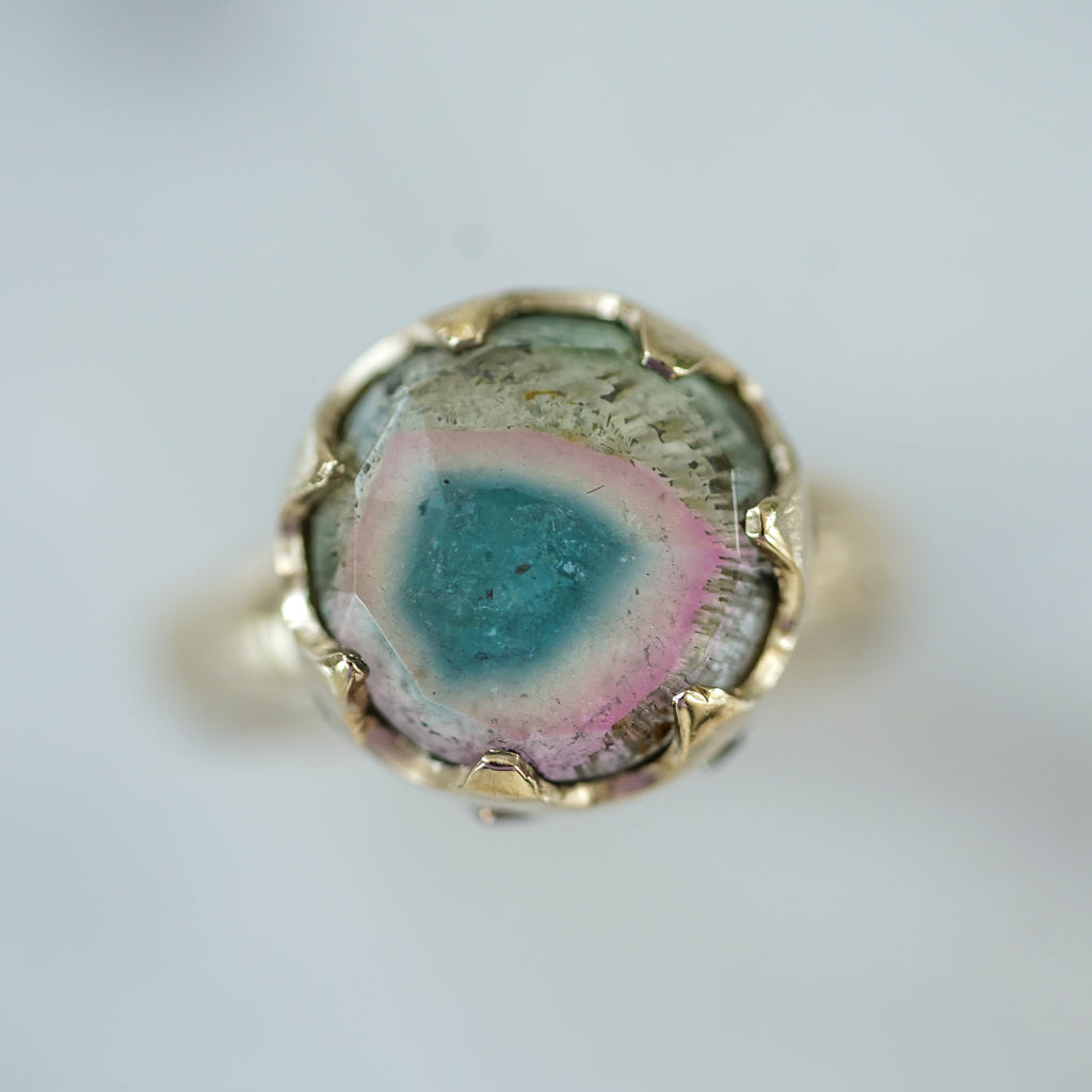 bicolor Tourmaline Slice Queen ring