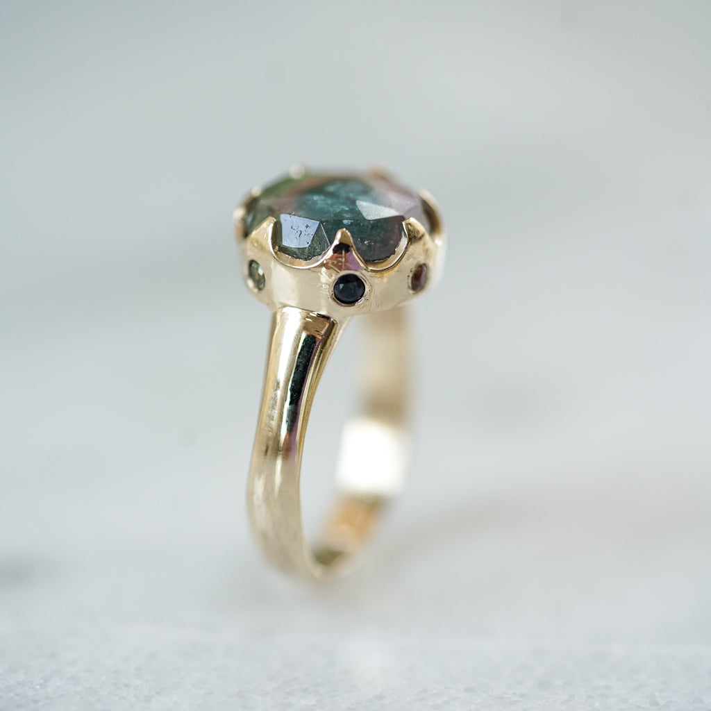 bicolor Tourmaline Slice Queen ring