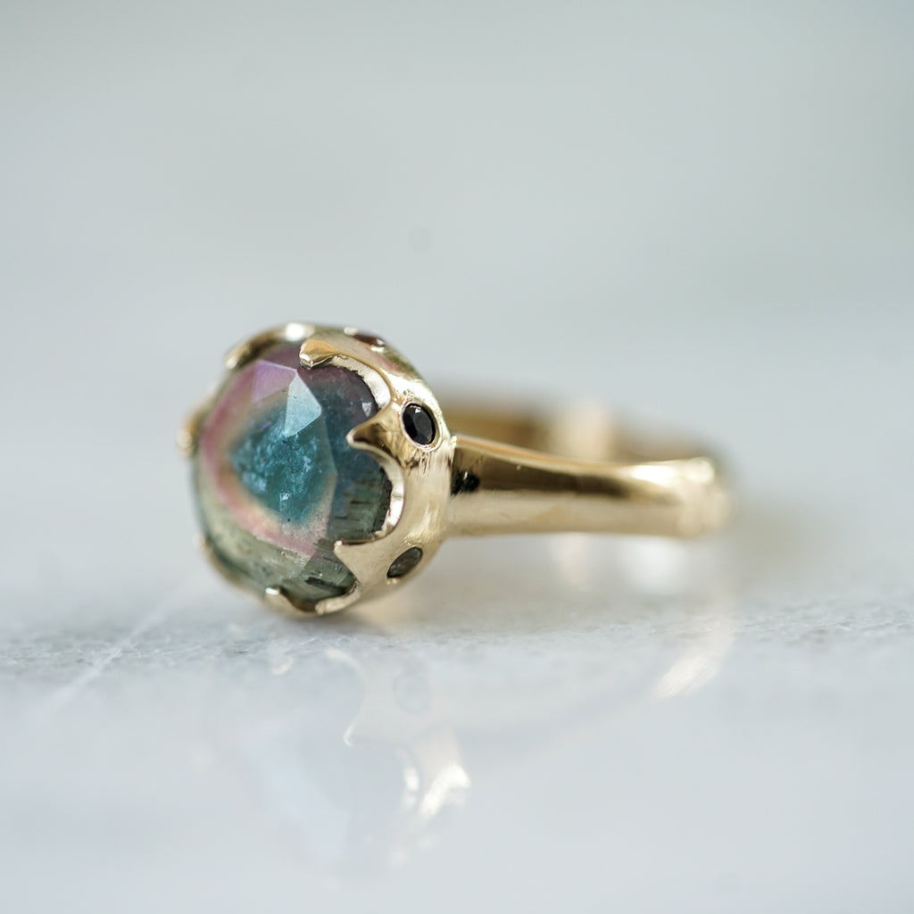 bicolor Tourmaline Slice Queen ring