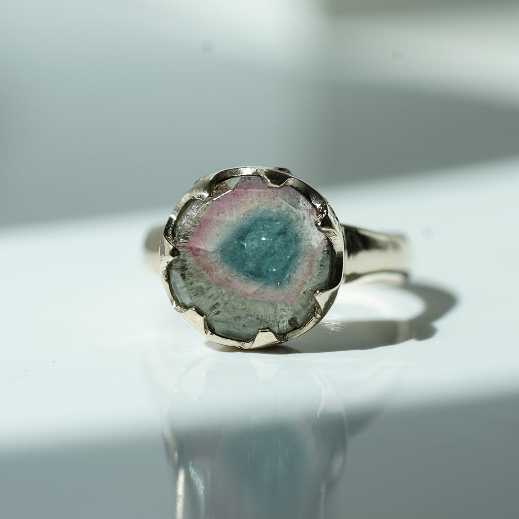 bicolor Tourmaline Slice Queen ring