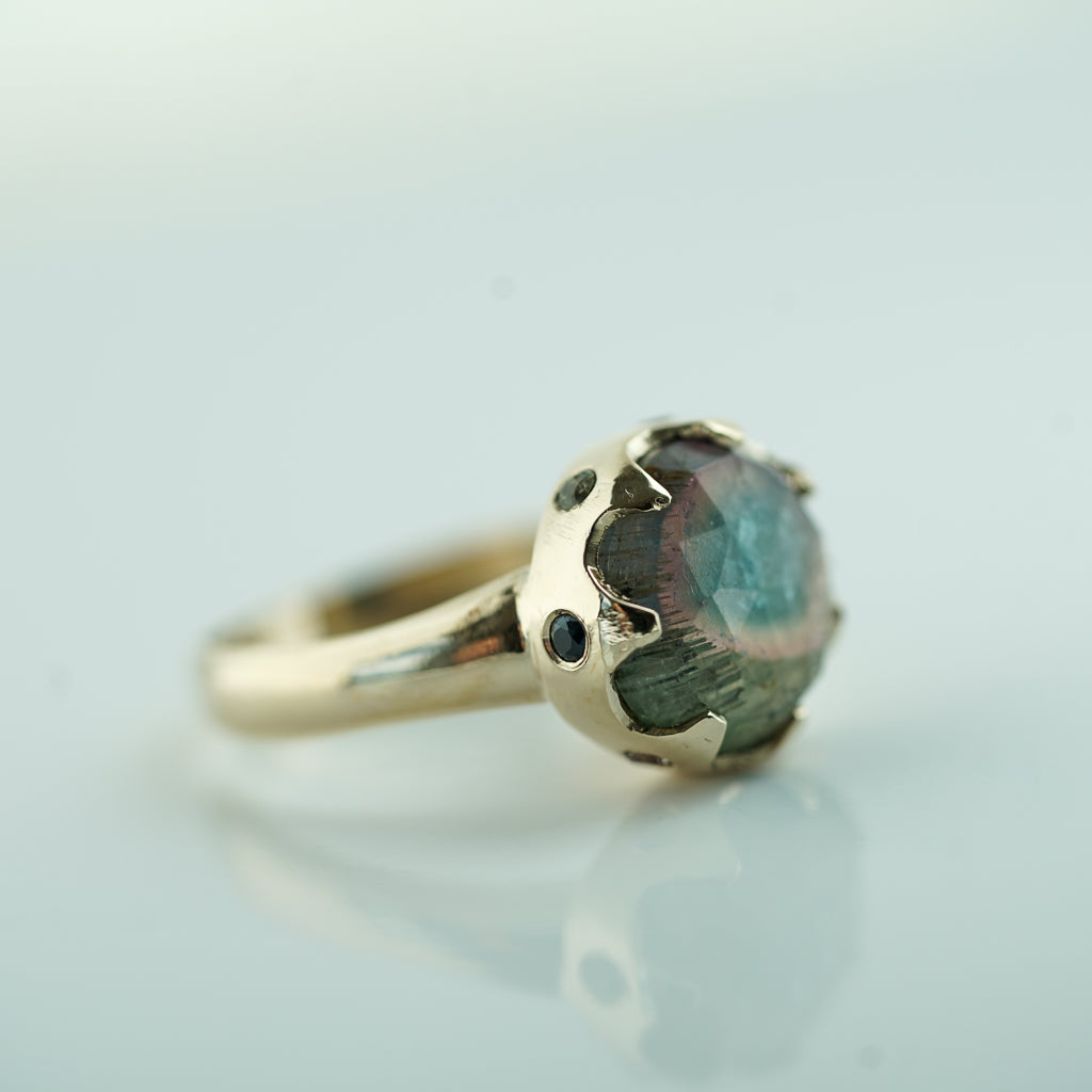 bicolor Tourmaline Slice Queen ring