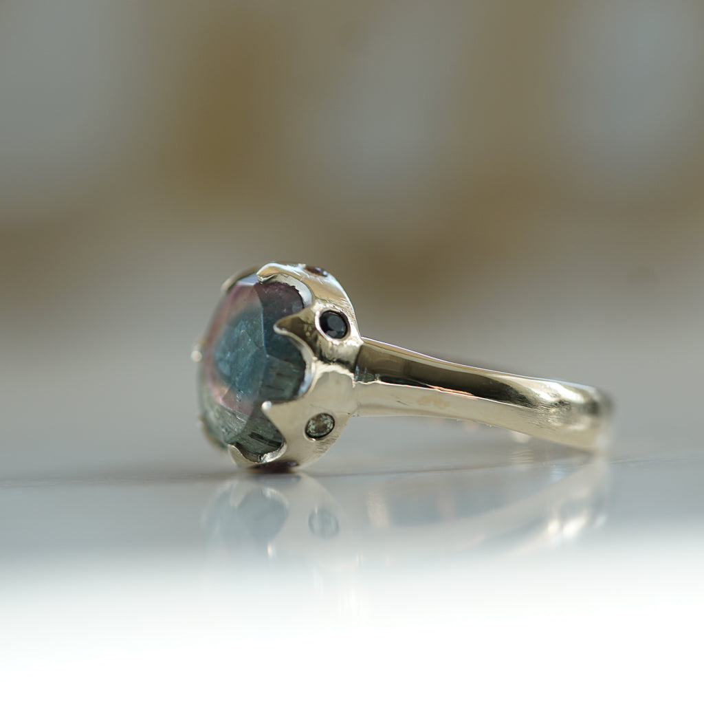 bicolor Tourmaline Slice Queen ring