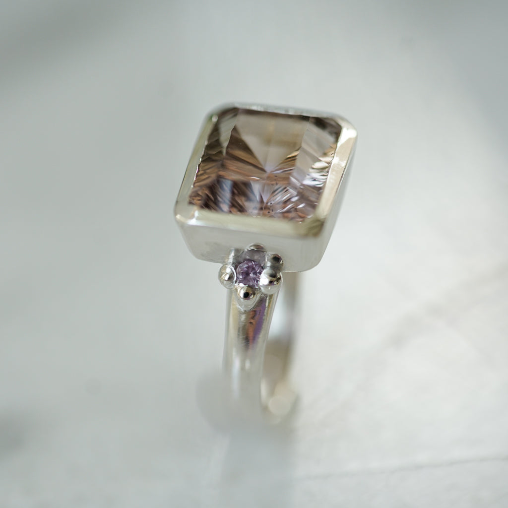 Ametrine Silver ring with amethysts