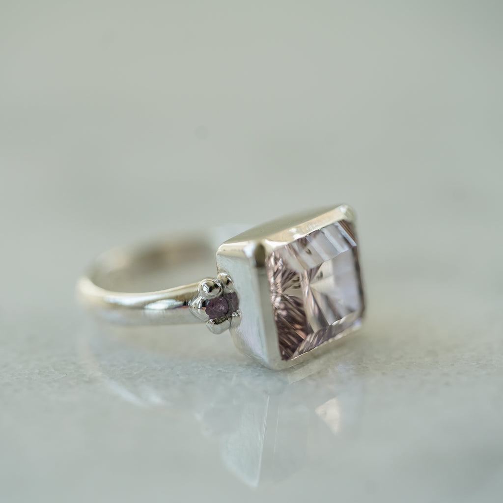 Ametrine Silver ring with amethysts