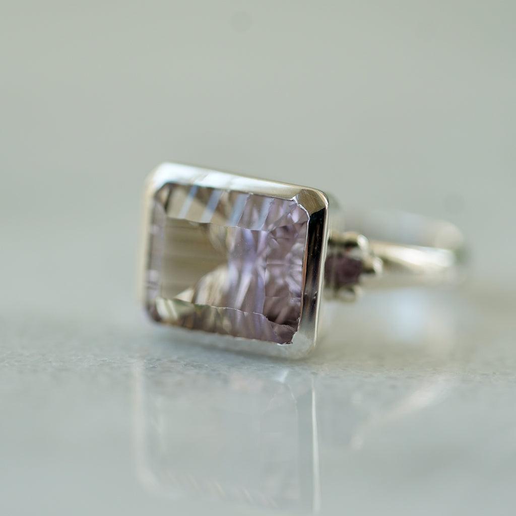 Ametrine Silver ring with amethysts