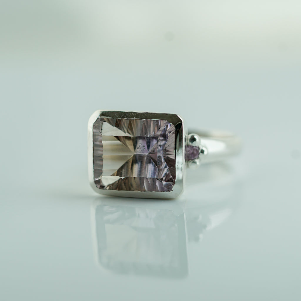 Ametrine Silver ring with amethysts