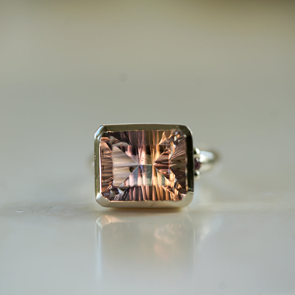 Ametrine Silver ring with amethysts