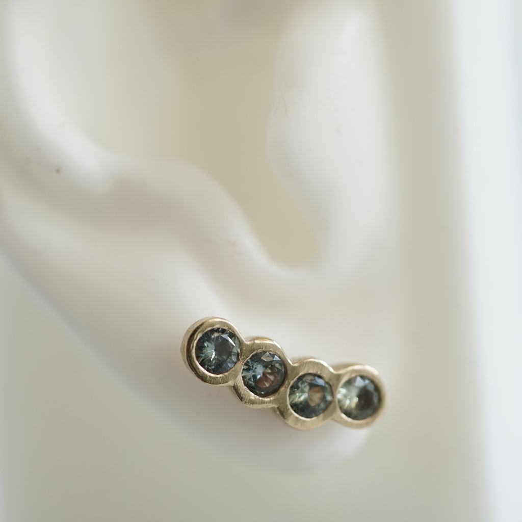 Green Sapphire ear climber gold earring