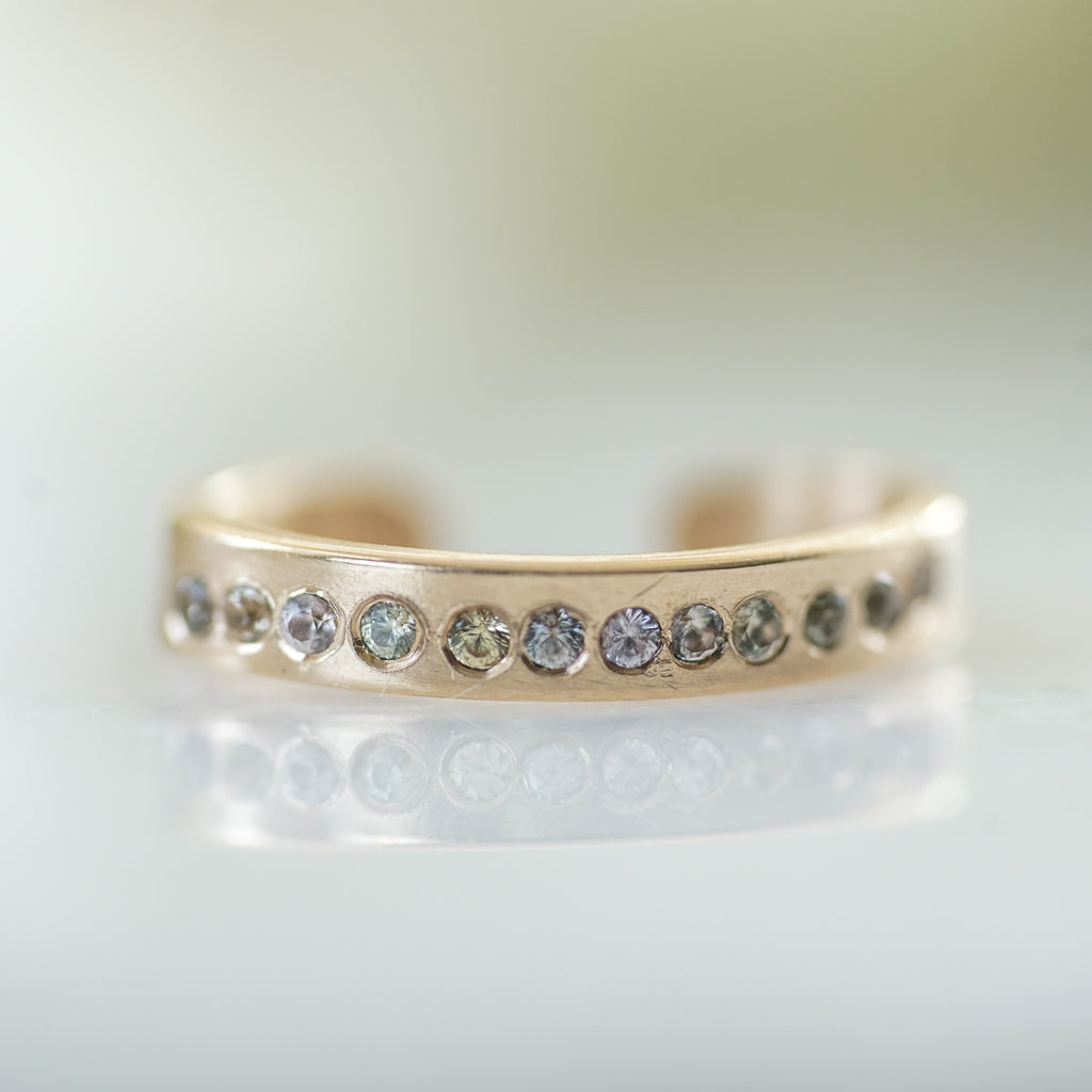 Flat Ear Cuff with sapphires in gold