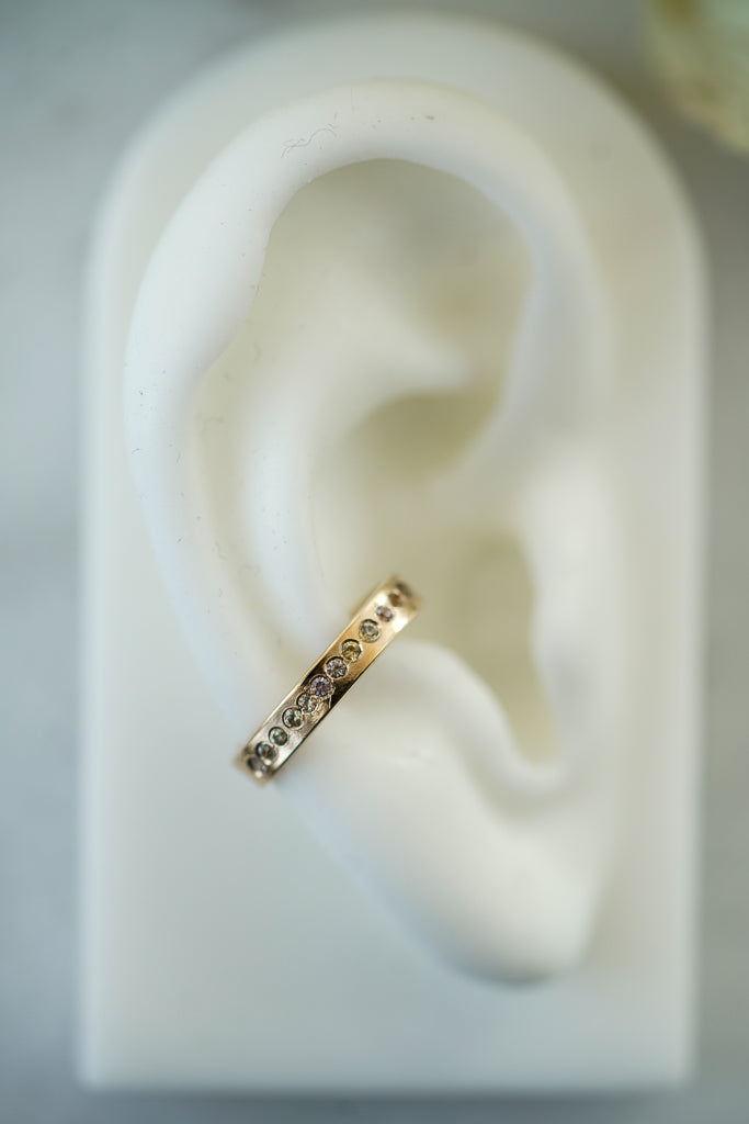 Flat Ear Cuff with sapphires in gold
