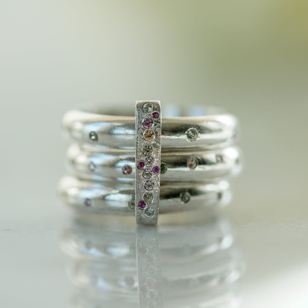 3 rings in one: multicolor sapphire rings in silver