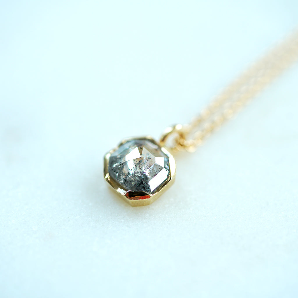 Salt and Pepper square diamond necklace in gold