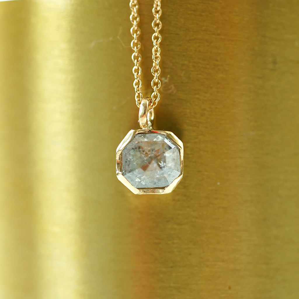 Salt and Pepper square diamond necklace in gold