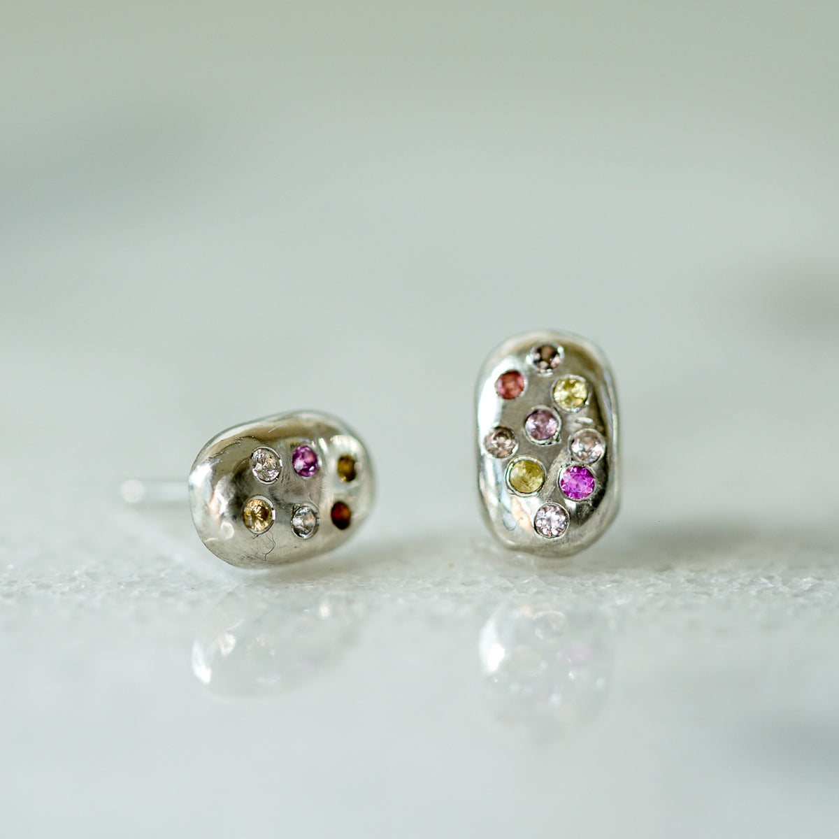 Starburst rain drop II earrings with sapphires