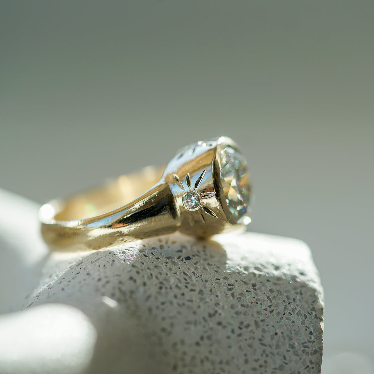 Moissanite Solitaire Ring in gold