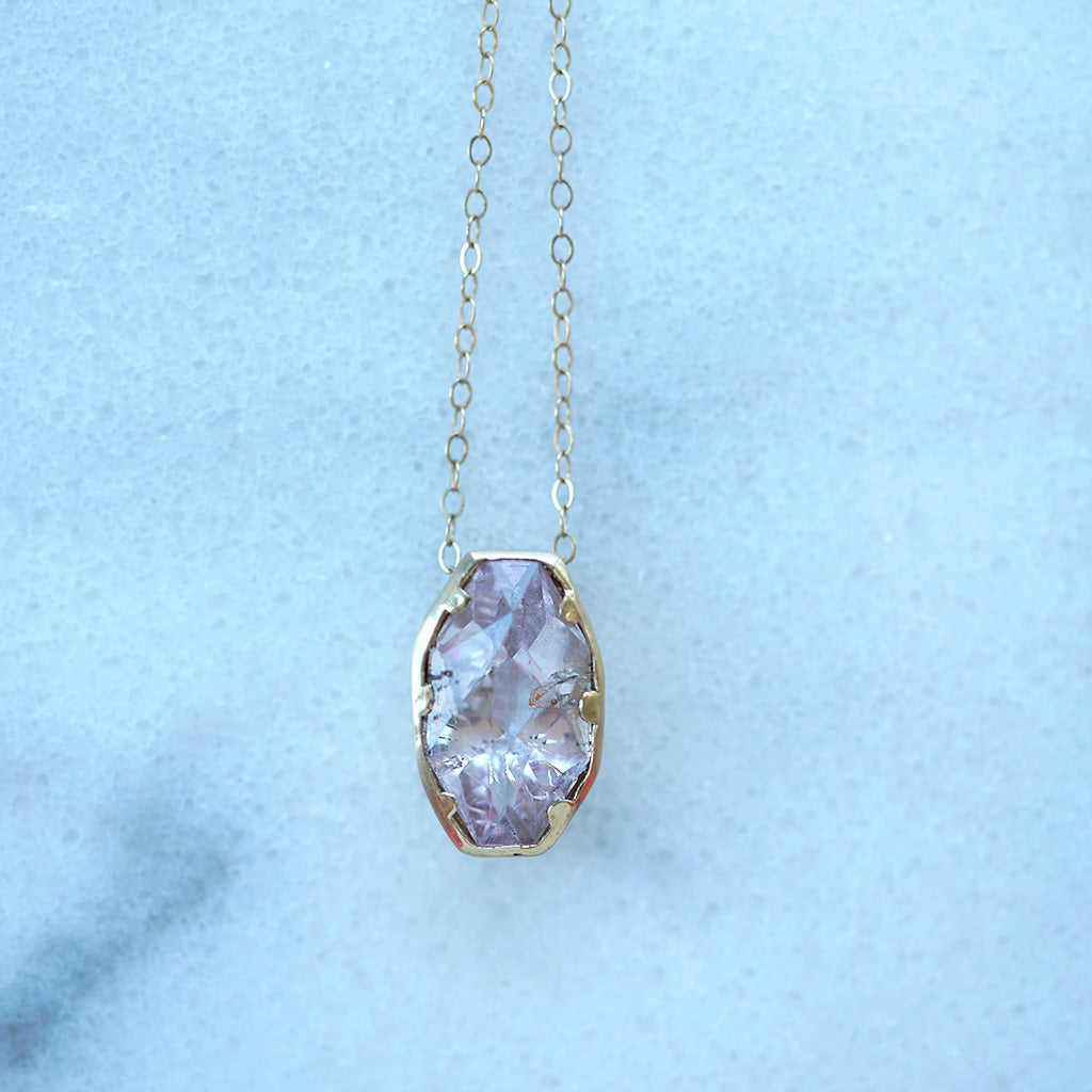 Kunzite gold necklace