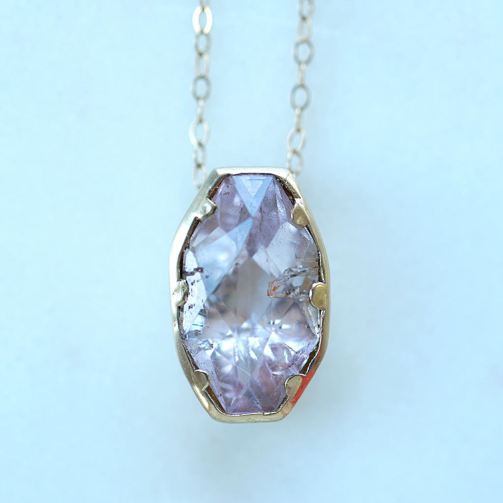 Kunzite gold necklace