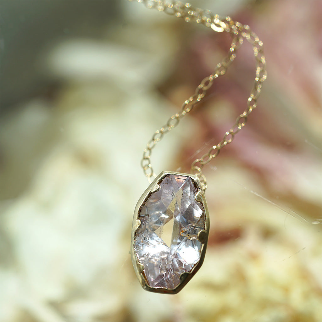 Kunzite gold necklace