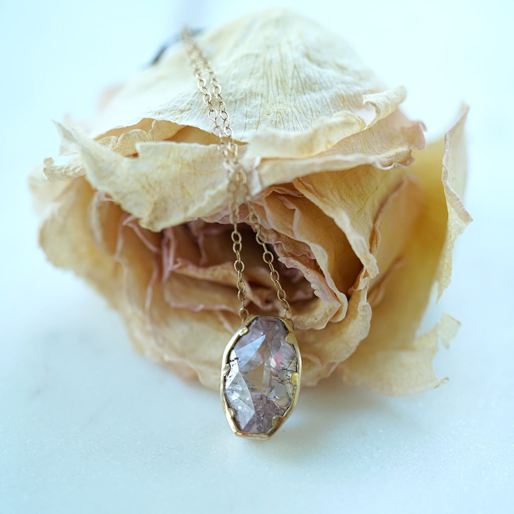 Kunzite gold necklace
