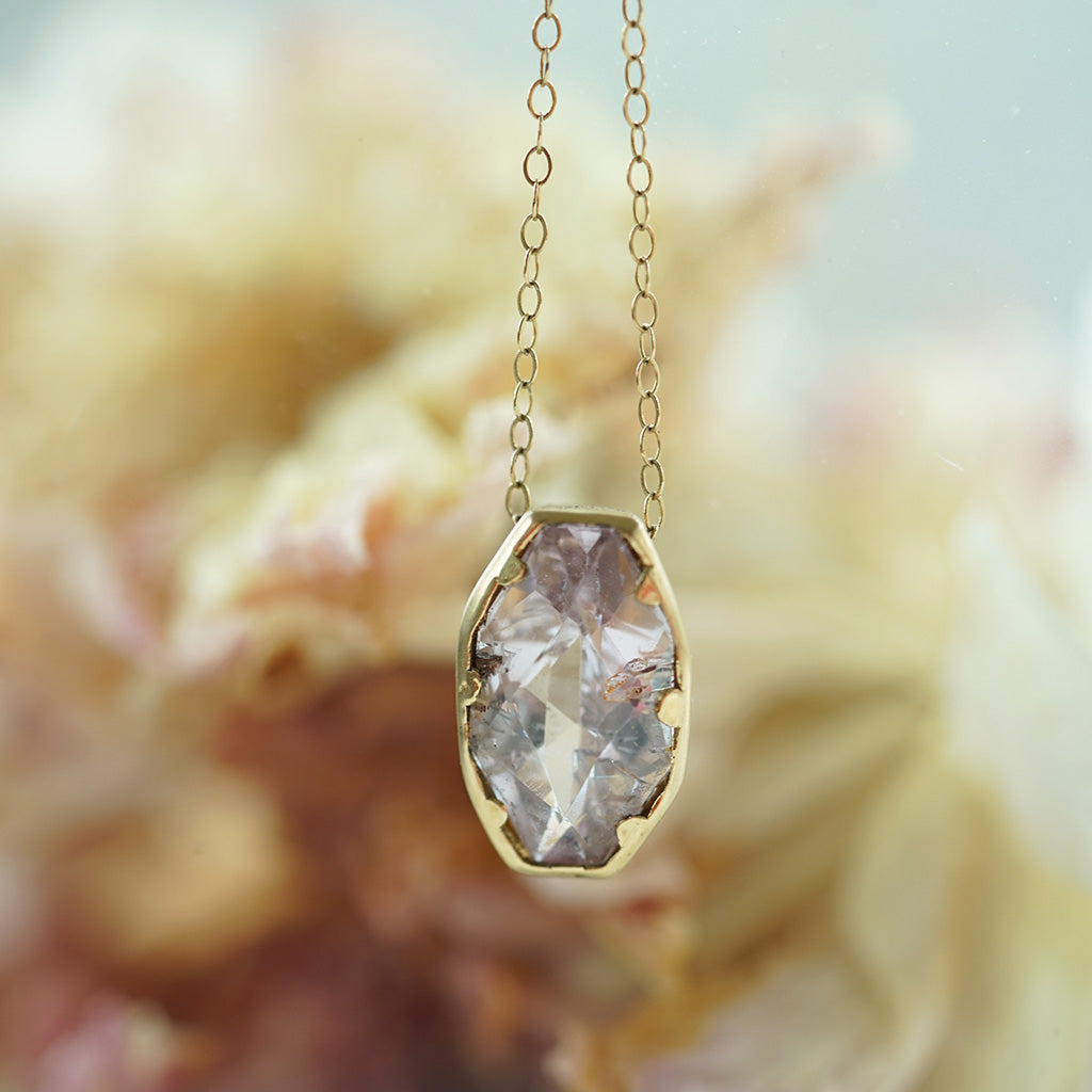Kunzite gold necklace
