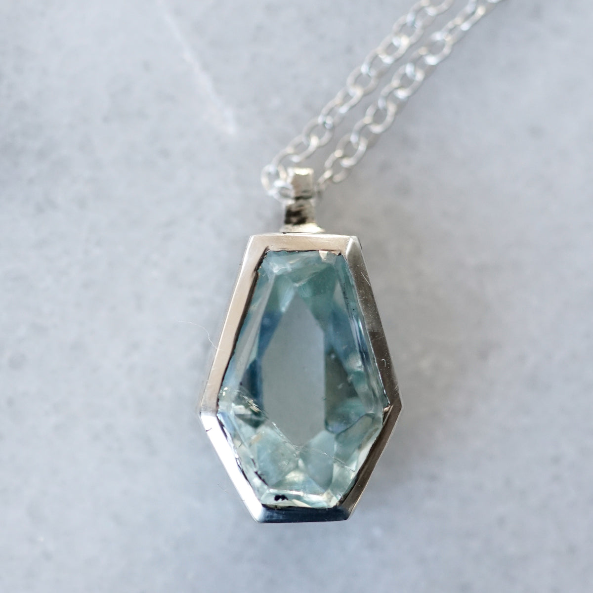 Aquamarine silver necklace