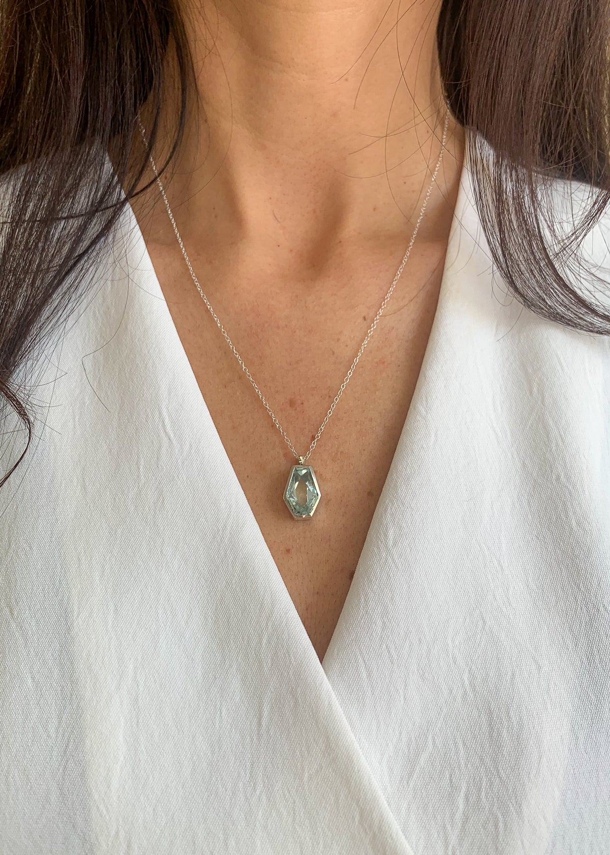 Aquamarine silver necklace