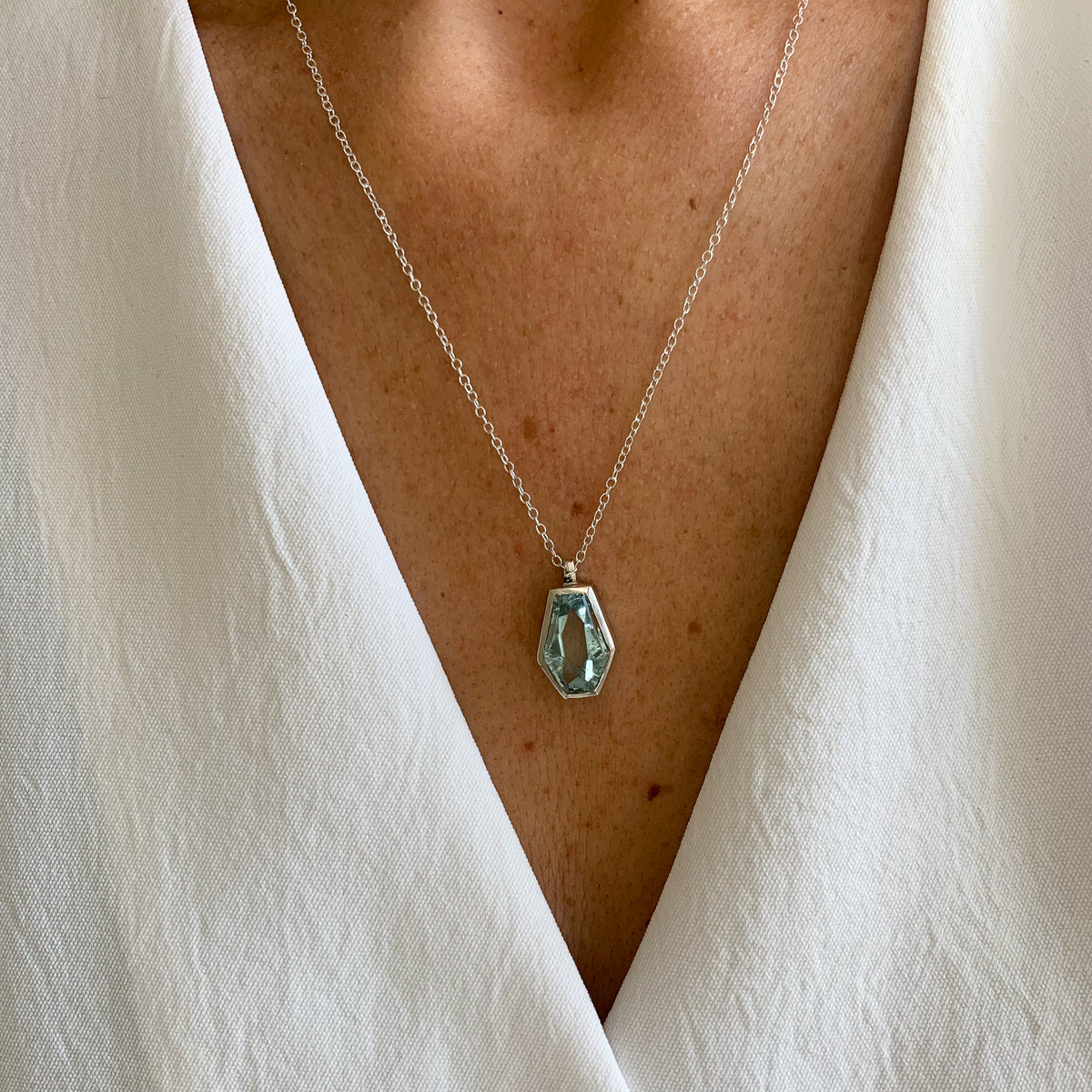 Aquamarine silver necklace