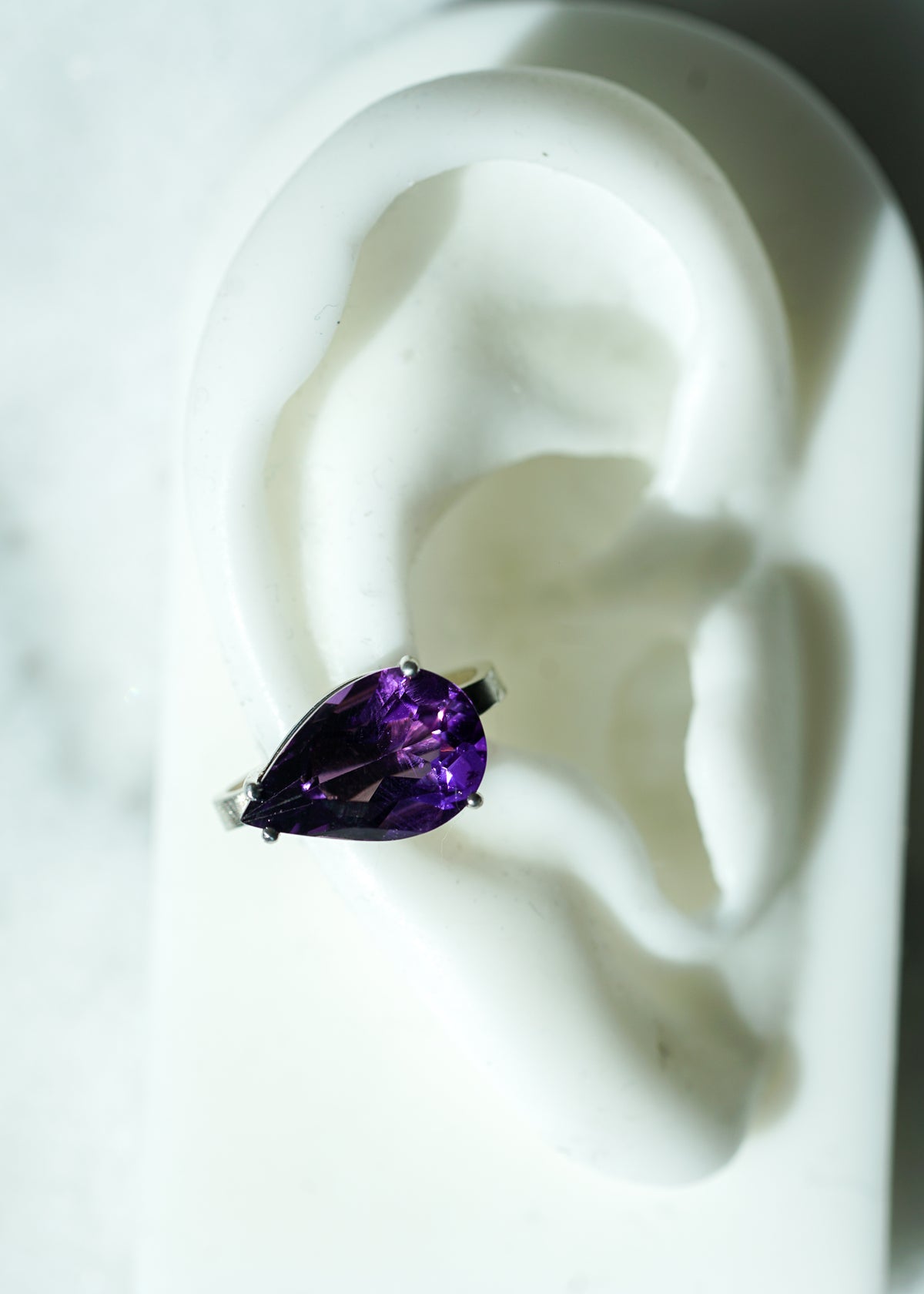 Amethyst ear cuff in silver